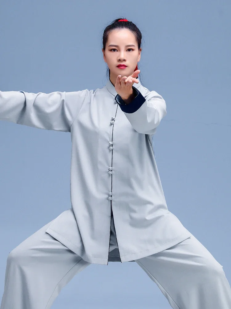 Linen Blend Kung Fu Tai Chi Clothing Martial Arts Clothes Taijiquan Wushu Uniform Chinese Style 2022 New Style Light Gray