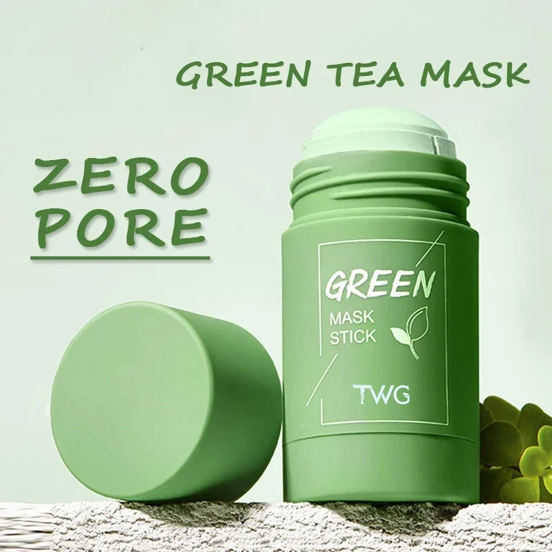 Vara de máscara de chá verde para cravos, limpeza profunda acne, argila purificante, controle de óleo, hidratação sólida, cuidados com a pele