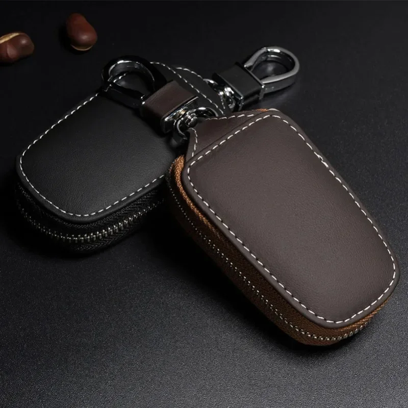

GEFENSI Universal Fashion Leather Smart Flip Remote Car Key Fob Shell Case Cover Holder Bag Pouch Wallet Protector Keychain Orga