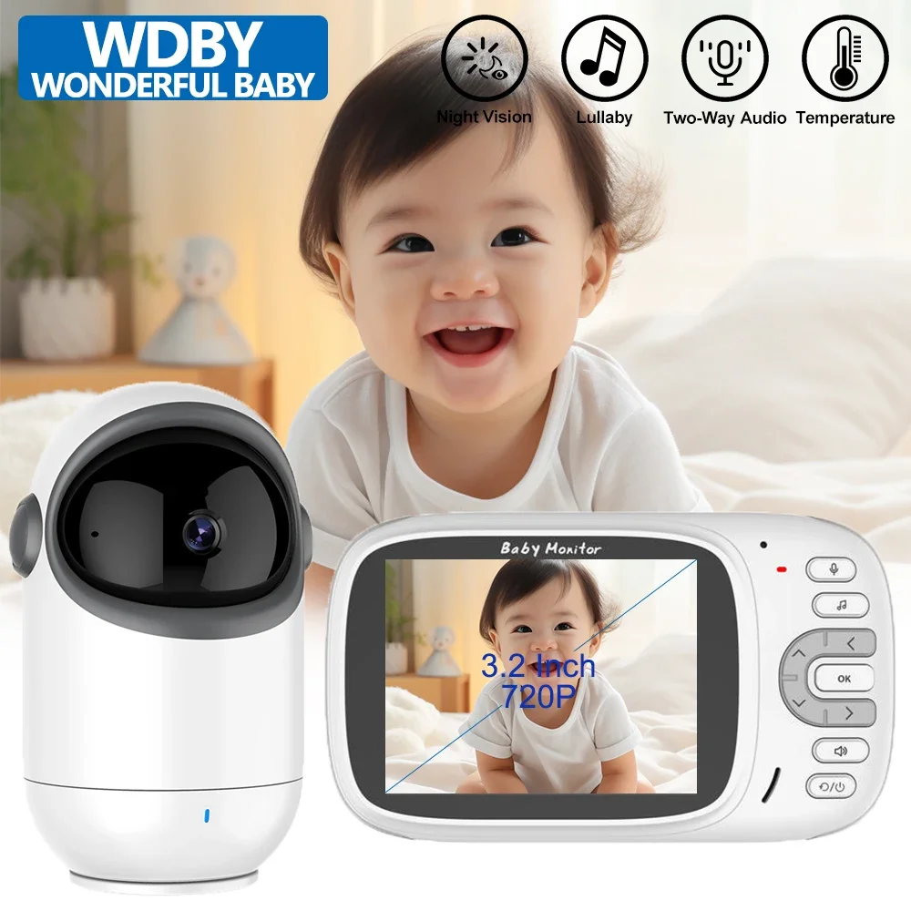 VB802 Baby Monitor 3.2 Inch LCD PTZ Video Surveillance Camera IR Night Vision Two-Way Audio Electronic Babyphone for Baby Care