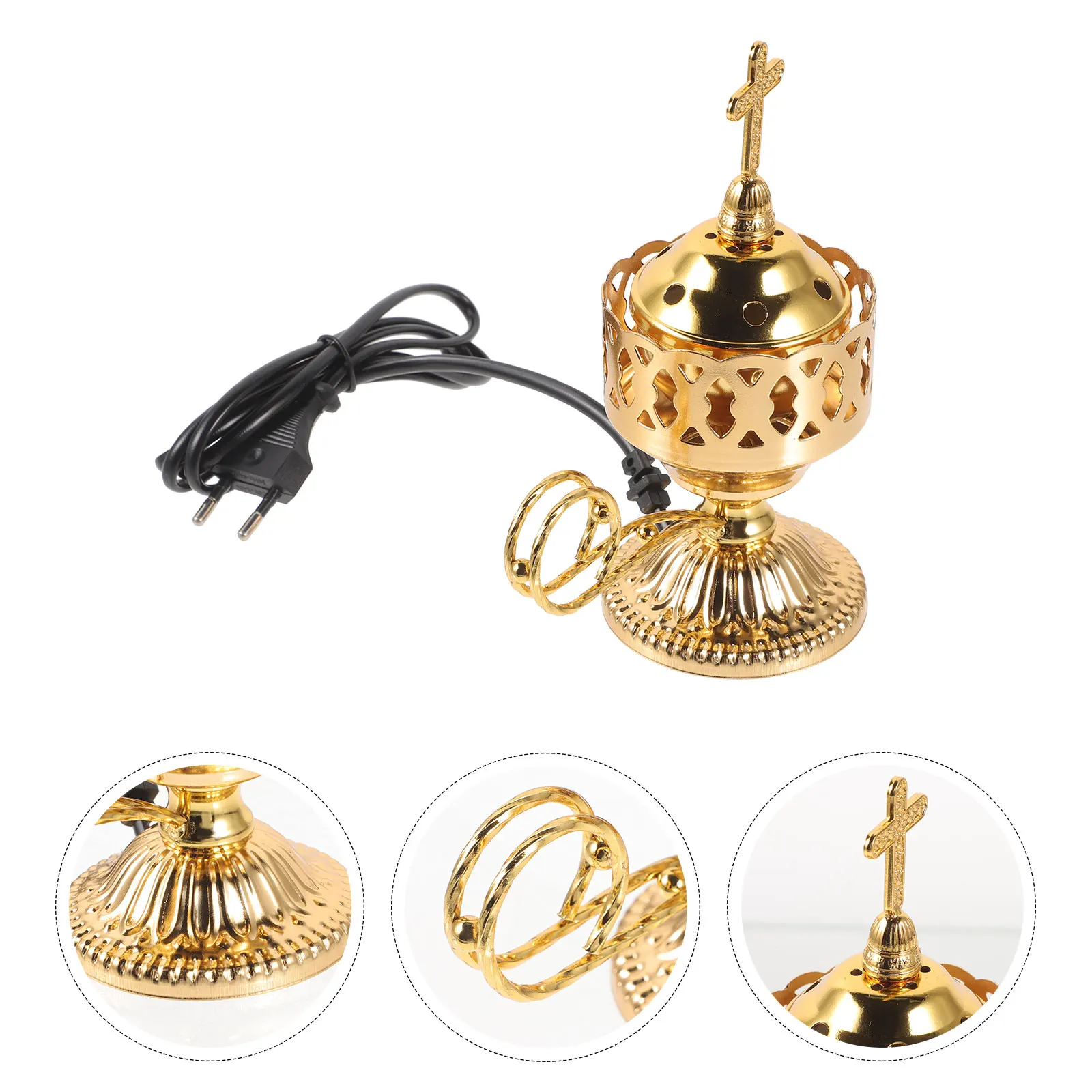 

in Incense Burner Small Bakhoor Electric Charcoal Wax Iron Censer for Home Decor Living Room Aromatic Middle Eastern Style