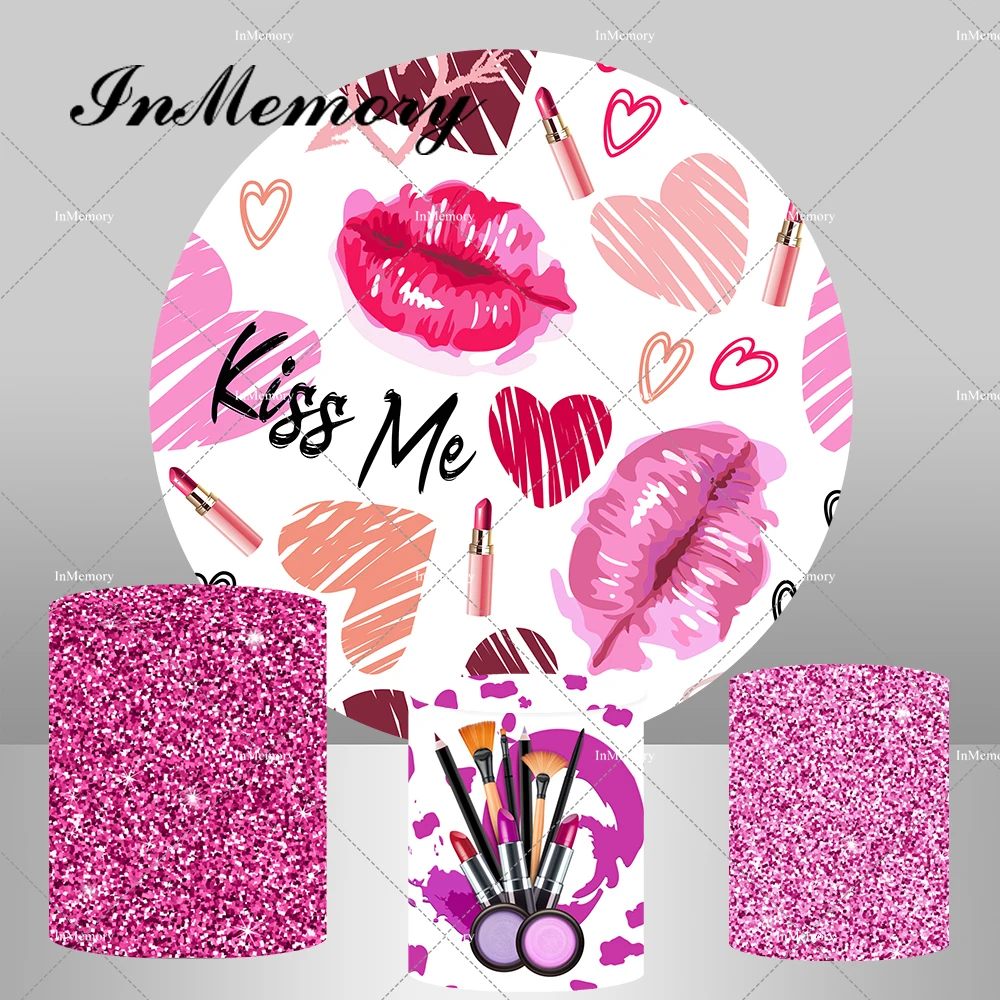 Fondo redondo para fiesta de Spa, cubiertas de estudio fotográfico con pancarta circular, maquillaje para adolescentes y niñas, princesa dulce, 16 ° cumpleaños