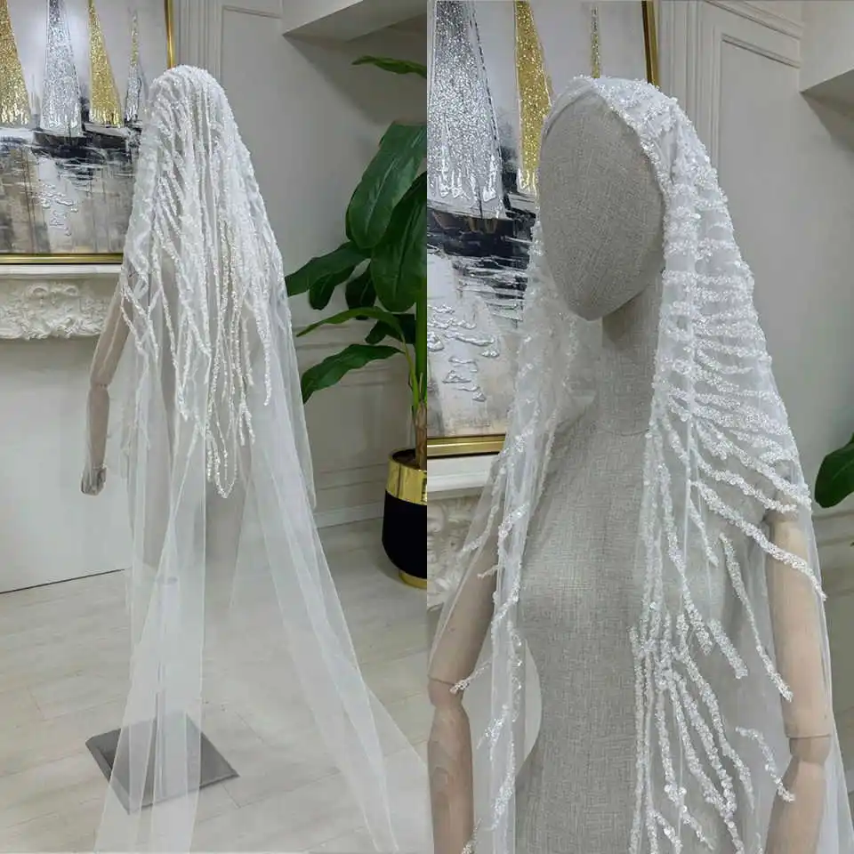 Sparkly Sequins Wedding Veil 1 Layer Chapel Length Bride Veils Sequin Edge With Comb Customized Bridal Accessories Velo De Novia