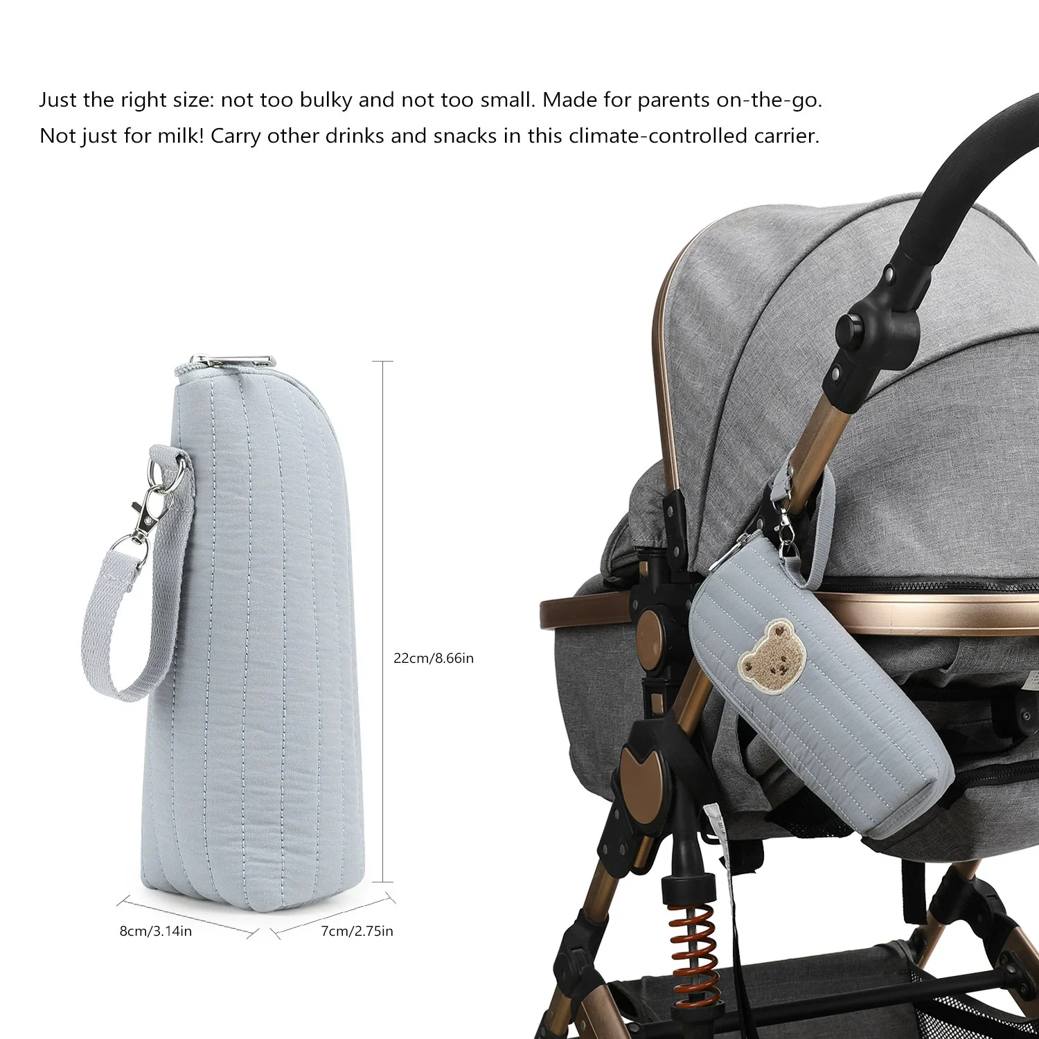 Cartoon Baby Bottle Warmer Bag Portable Infant Feeding Bottle Aluminum Foil Insulation Outing Stroller Hanging Bag for Storage C