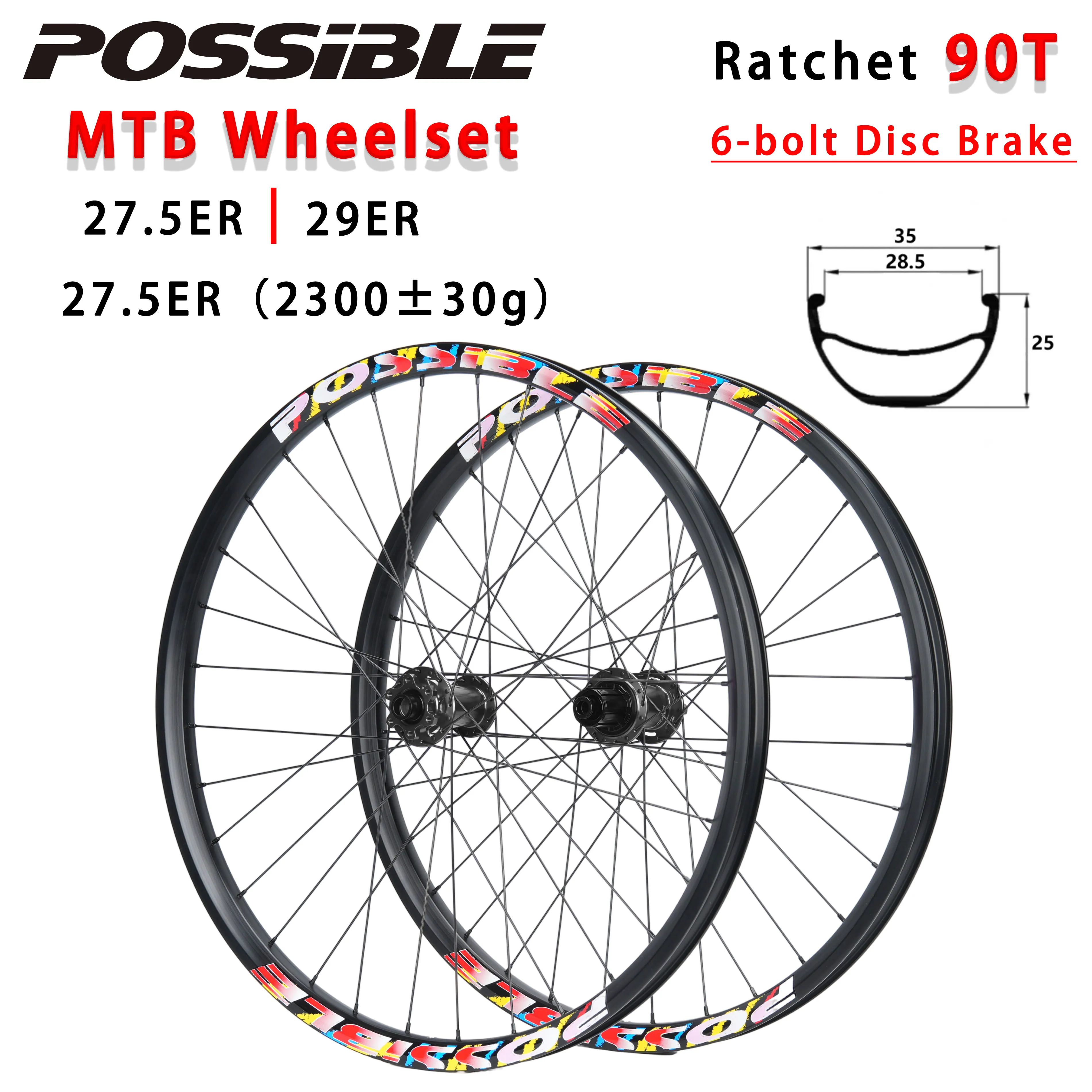 

Колесная пара MTB 27,5/29 дюймов, возможное велосипедное втулка с трещоткой 90T, 32 часа, колеса из алюминиевого сплава, бескамерный обод 35 выходов, 28,5 внутренний для HG/XD/MS