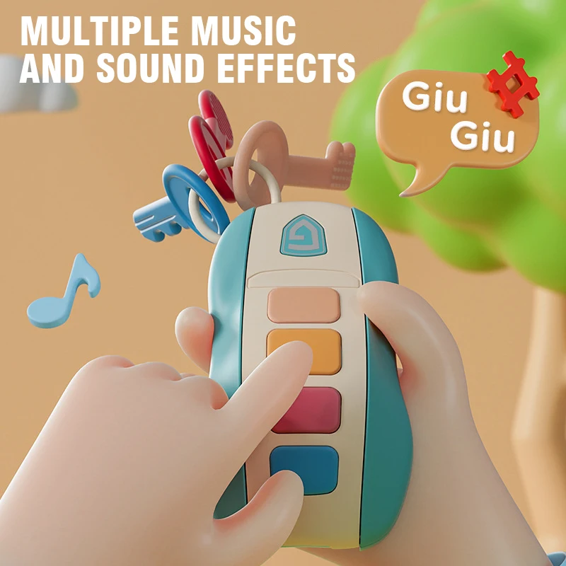 Baby Toy Musical Car Key Vocal Smart Remote Car Pretend Play Educational Toys For Children Baby Music Toys Gifts Silica gel