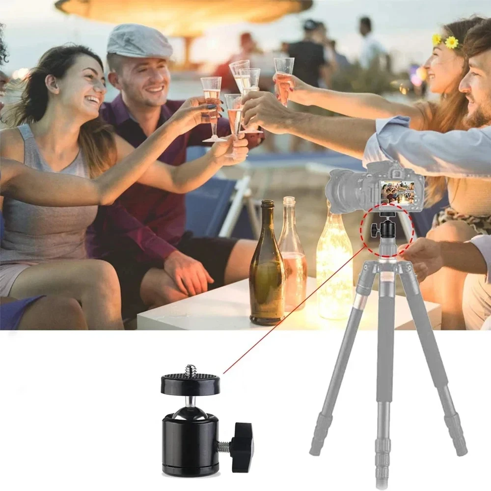 Imagen 7: Adaptador universal de montaje para trípode con tornillo de bola giratorio de 1/4 para cámaras Go Pro, DSLR, videocámaras, soporte de luz y accesorios de cámara.