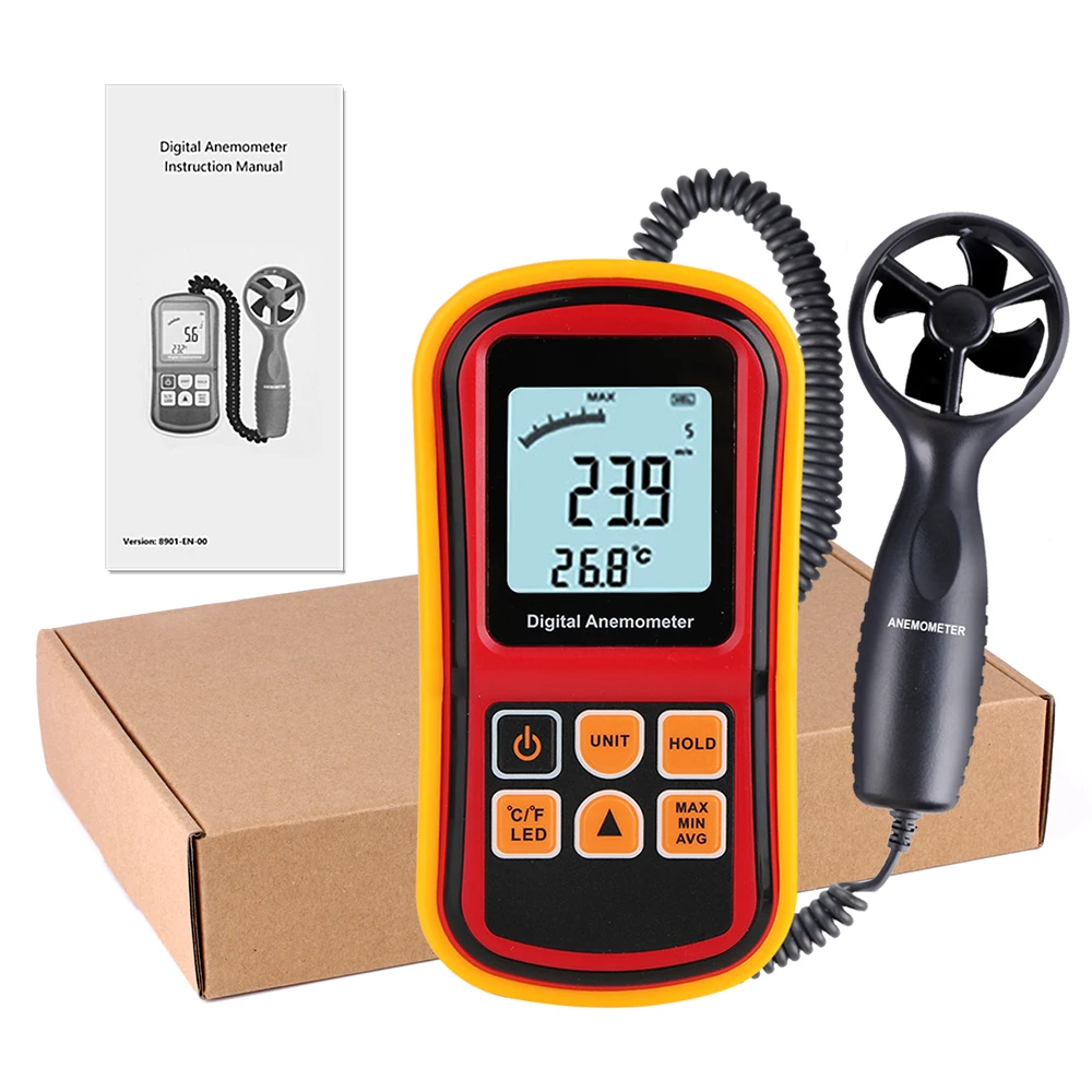 Digital Anemometer Wind Speed GaugeTemperature Measure Digital 45 m/s Thermometer GM8901