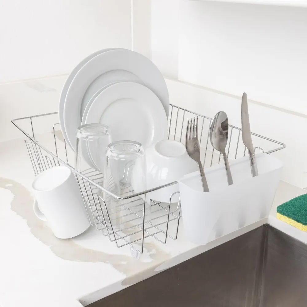 

Stainless Steel Dish Drying Rack with Drainboard Countertop Organizer for Plates Bowls Cups and Cutlery Utensils Rust Resistant Kitchen Sink Drainer