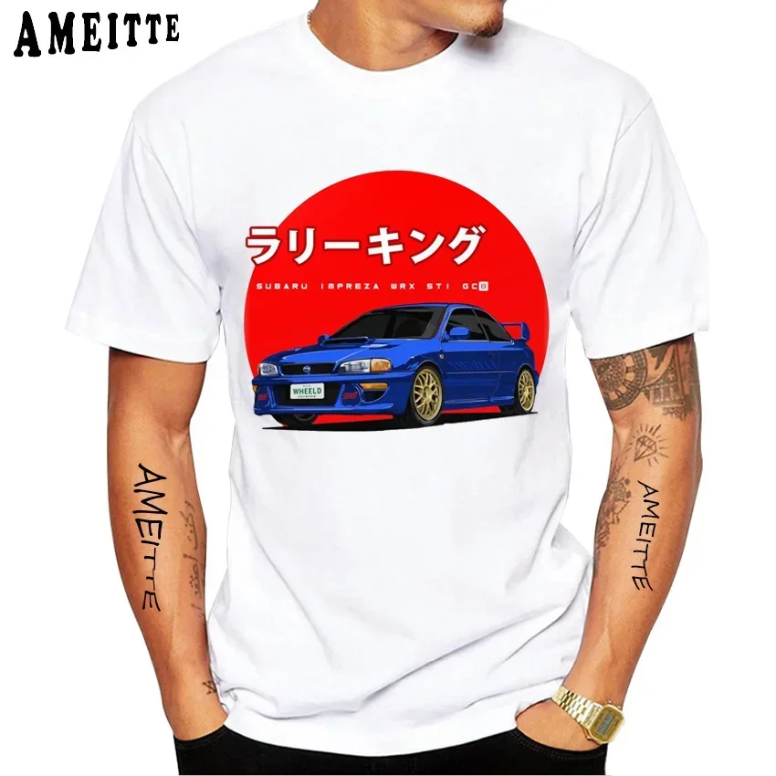 

New Summer Men Short Sleeve Impreza Rally King JDM Japan And Subie Impreza WRX STi Car Print T-Shirt White Casual Boy Tee Top