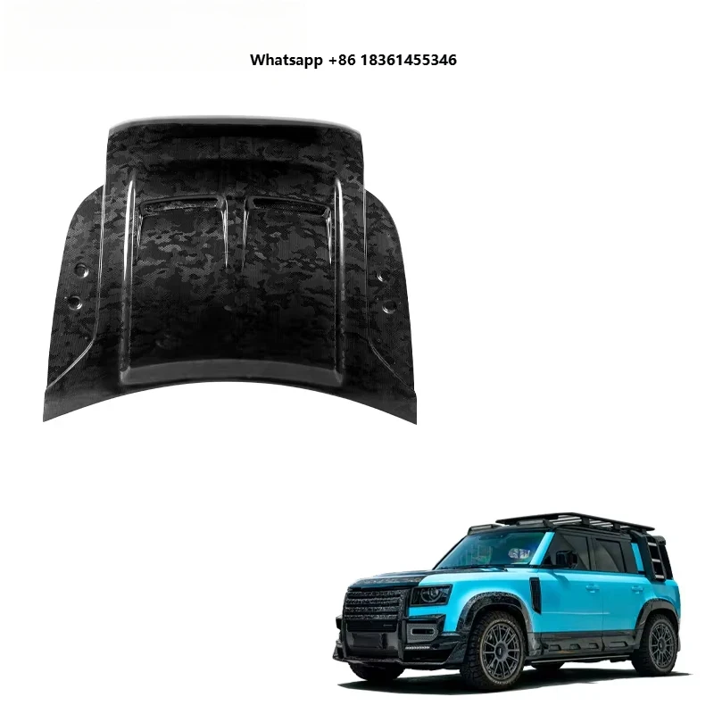 

Car Parts Defender 90 110 130 Modified SVR Camouflage Pattern Style Dry Carbon Front Bonnet Defender Engine Hoods
