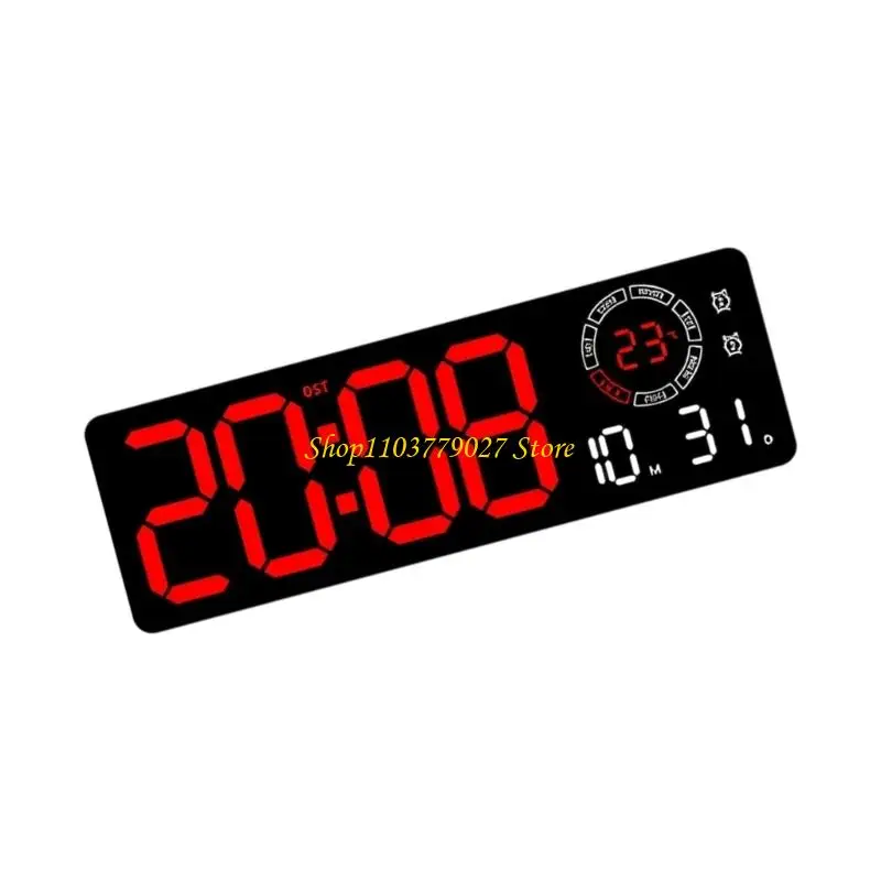 C4DF Modern LED Wall Clock with Color Changing 2 Alarm Remote Control for Home Office