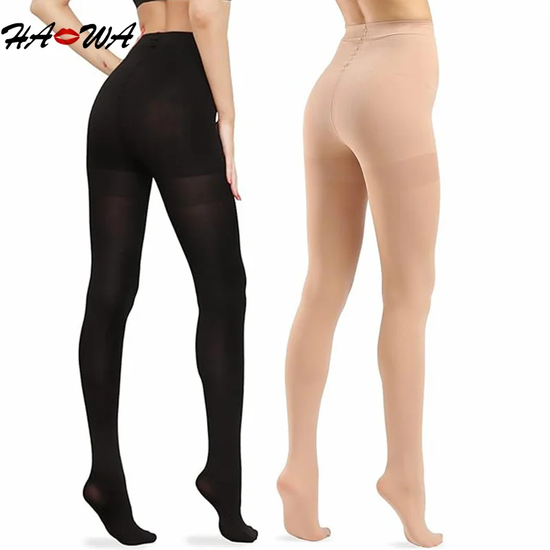 HA WA 80D Ultra-thin Semi Opaque Tights Women Sexy Stocking High Elasticity Nylon Stockings Anti-hook High Waist Tummy Pantyhose