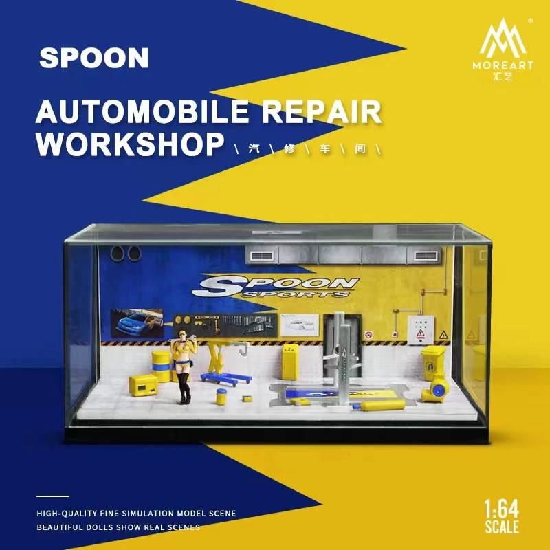 MoreArt 1:64 Non Assemble Diorama Auto Repair Workshop With Tools Set -Spoon&HKS Coating