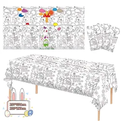 Mantel para colorear de conejito de Pascua DIY para niños, mantel de papel desechable para decoración de fiestas navideñas, suministros para fiestas de Pascua