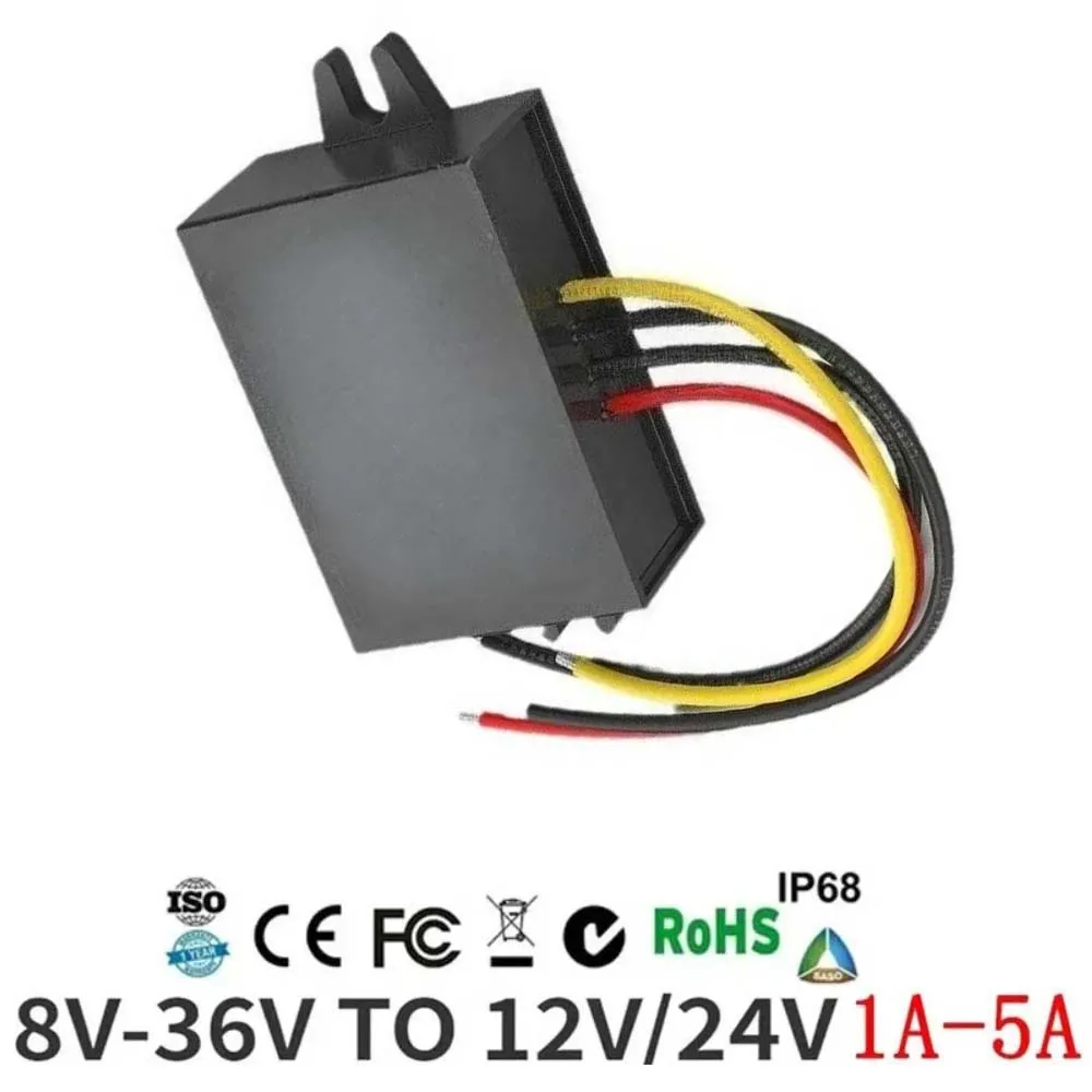 

8-36V to 12V 24V 1A-5A Buck Boost Voltage Regulator Step-down/up Car Boat Power Supply Voltage Stabilizer DC DC Converter