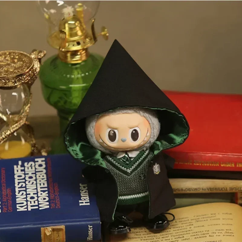 Nouveau 17 cm Labubu mode cape ensemble vinyle poupée vêtements décoration académie magique Style vêtements chaussures lunettes accessoires cadeaux