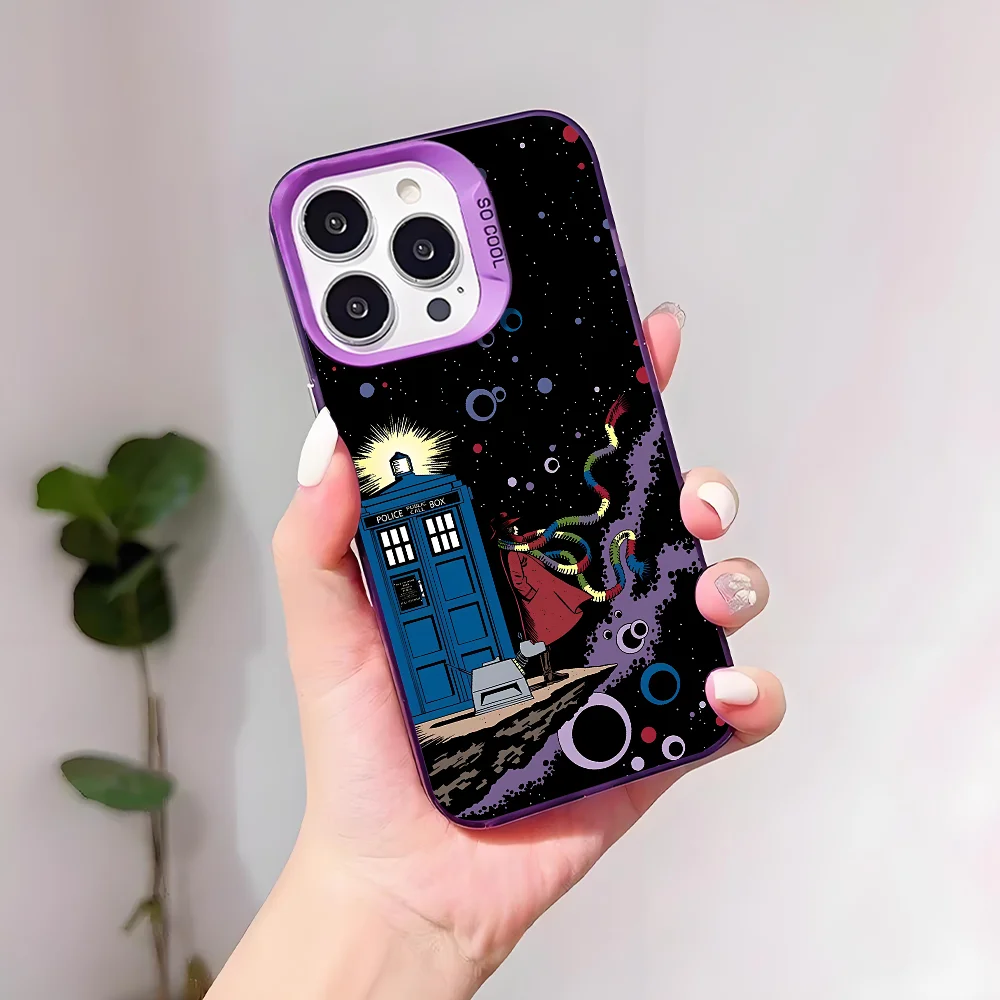 حافظة هاتف D-DoctorS W-Who لهاتف آيفون 17 16 15 14 13 12 11 Pro Max Plus Mini IMD لون فضي