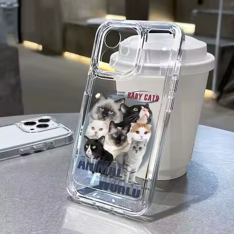 A54 5G Case For Samsung A55 A53 A52 A05 A35 A51 A50 A33 A32 4G A31 A24 A23 A22 A21S A14 A13 A12 A04 A03 A02 Cute Cat Clear Cover