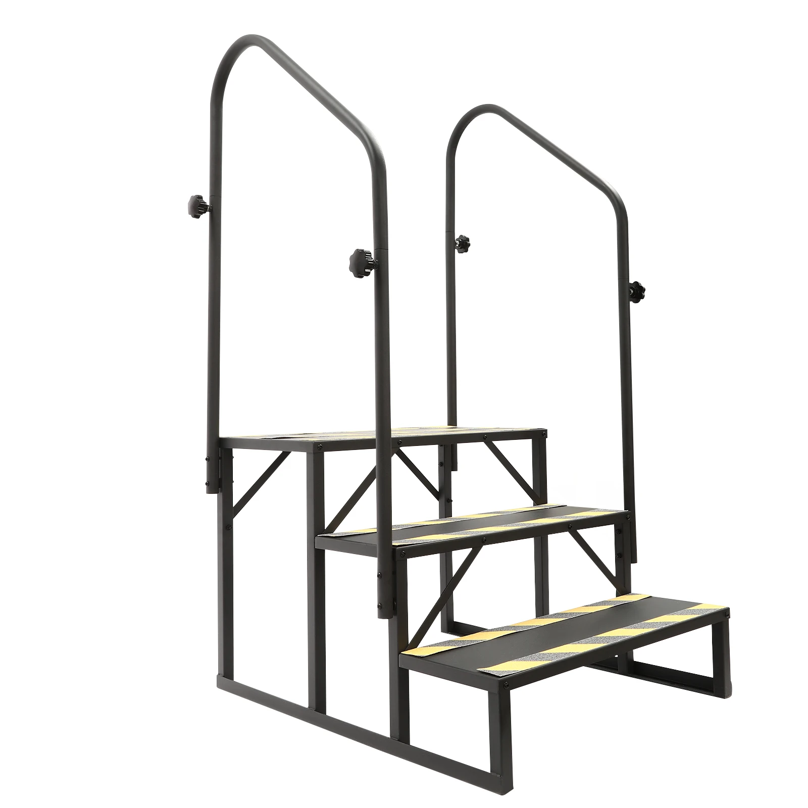 Heavy Duty RV Stairs Handrails Ladder, Anti-Rust Q235 Steel, Reflective Safety Strips, High Load Capacity, Easy Installation,