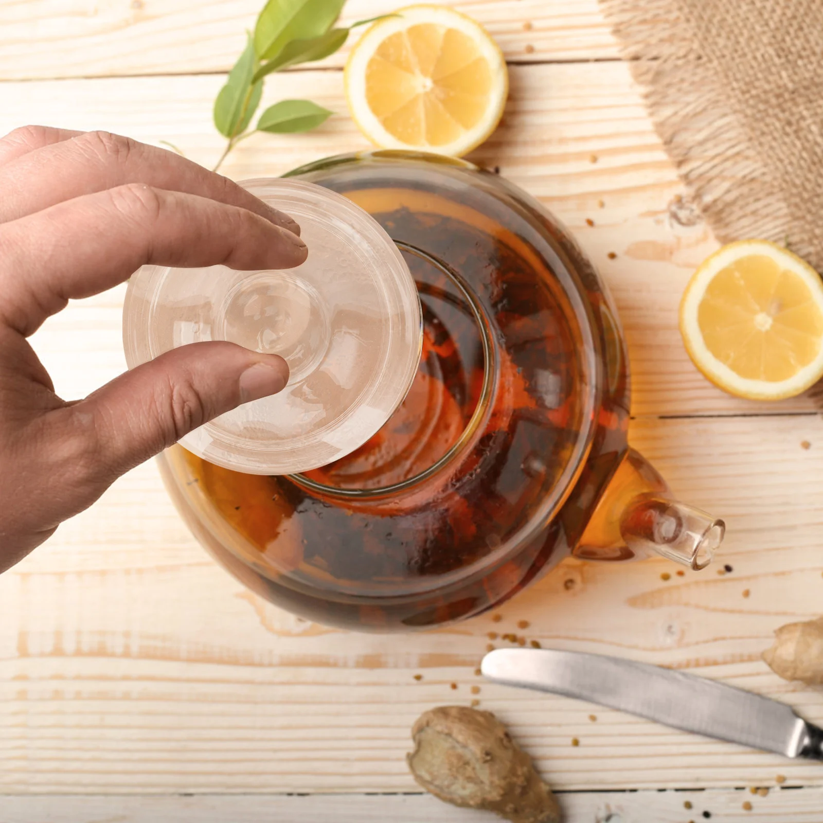 

2Pcs Transparent Glass Tea Cup Lids Round Glass Covers Household Teapot Replacement Lid Leakproof Cup Accessory