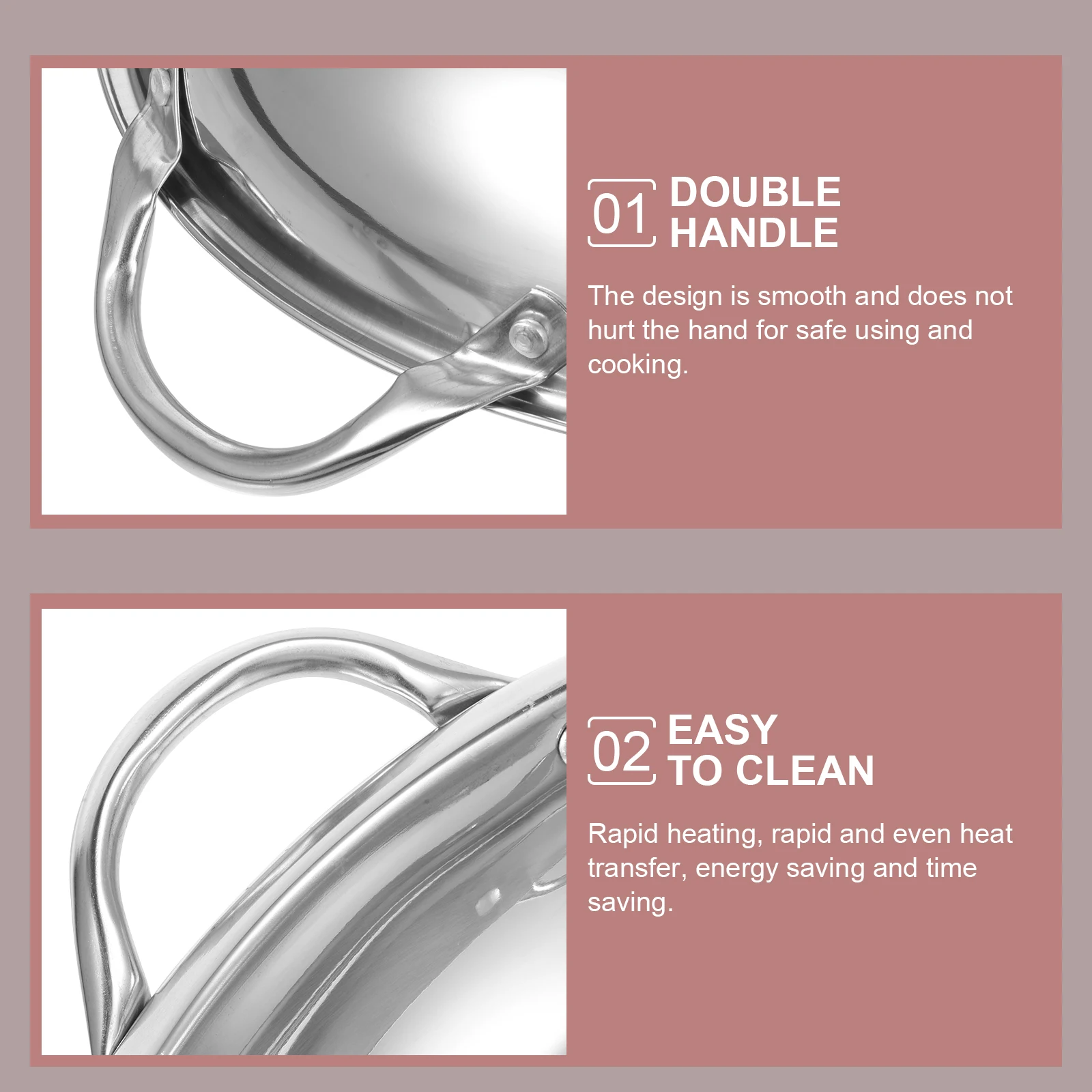 

Double Handle Stainless Steel Cooking Pan Anti-Scald Ramen Heat Resistant Durable For Seafood Hot Pot Noodle Stock Pot Kitchen