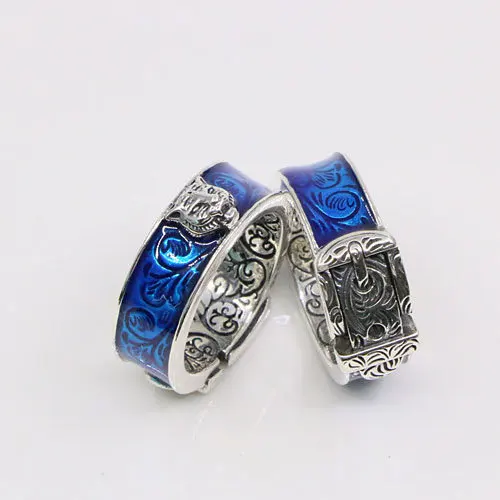 

Drip Glue Blue Sterling Silver Tiger Head Ring British Vine Hip Hop Temperament Ring Popular Personality Jewelry for Men and Wom