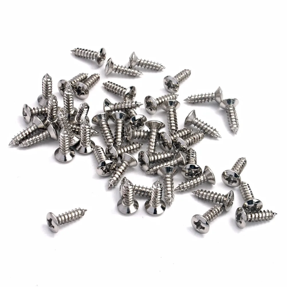10Pcs Guitar Pickguard Screws 3Mm Thread Diameter 12Mm Total Length Silver Replacement Screws for Electric Guitar Bass