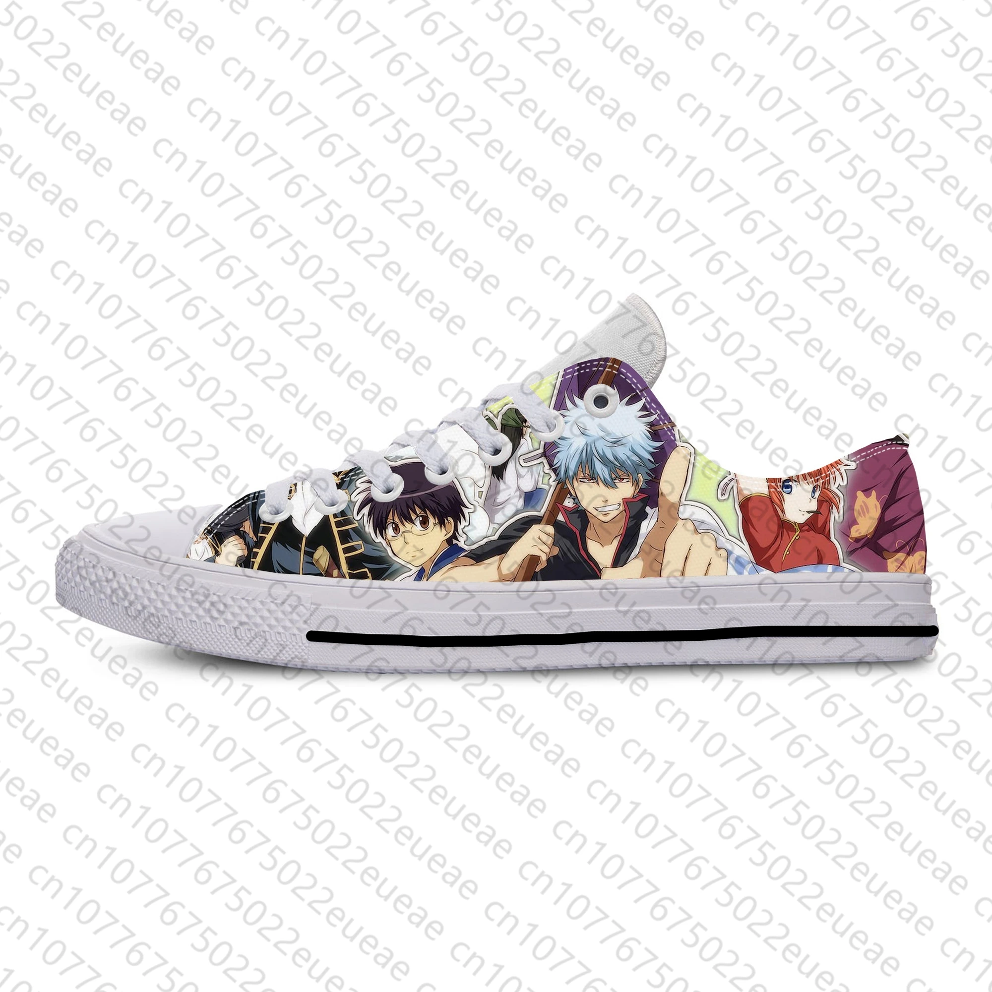 Chaussures basses décontractées pour hommes et femmes, baskets respirantes, impression 3D, anime manga, bande dessinée Gintama SakMiGintoki, haut léger, grill