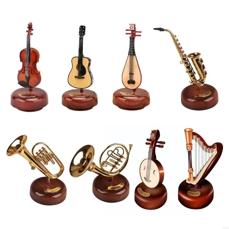 Violin Music Box,Retro Clockworks Mechanism Wind Up Musical Box Gift for Christmas/Birthday/Valentines Day Desk Ornament B03E