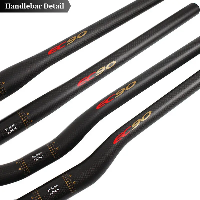 EC90 Carbon Fiber Bicycle Handlebar Ultralight 25.4/31.8mm MTB Handlebar 660/680/700/720/740/760mm Flat/Riser Bar Bike Part