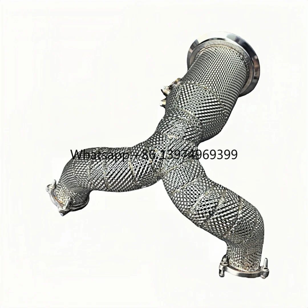 For DEX Stainless Steel With Heat Shiled High Flow Exhaust Downpipe for 2019-2023 Porsche Cayenne 3.0T