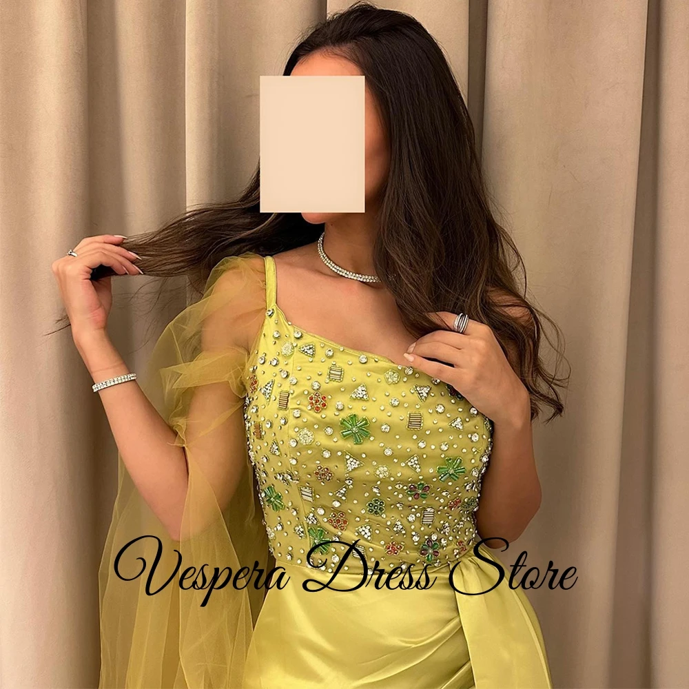 فستان سهرة مطرز بالكريستال اللامع حسب الطلب فساتين رسمية لحفلات العودة للوطن بكتف واحد رائعة لحفلات واتو