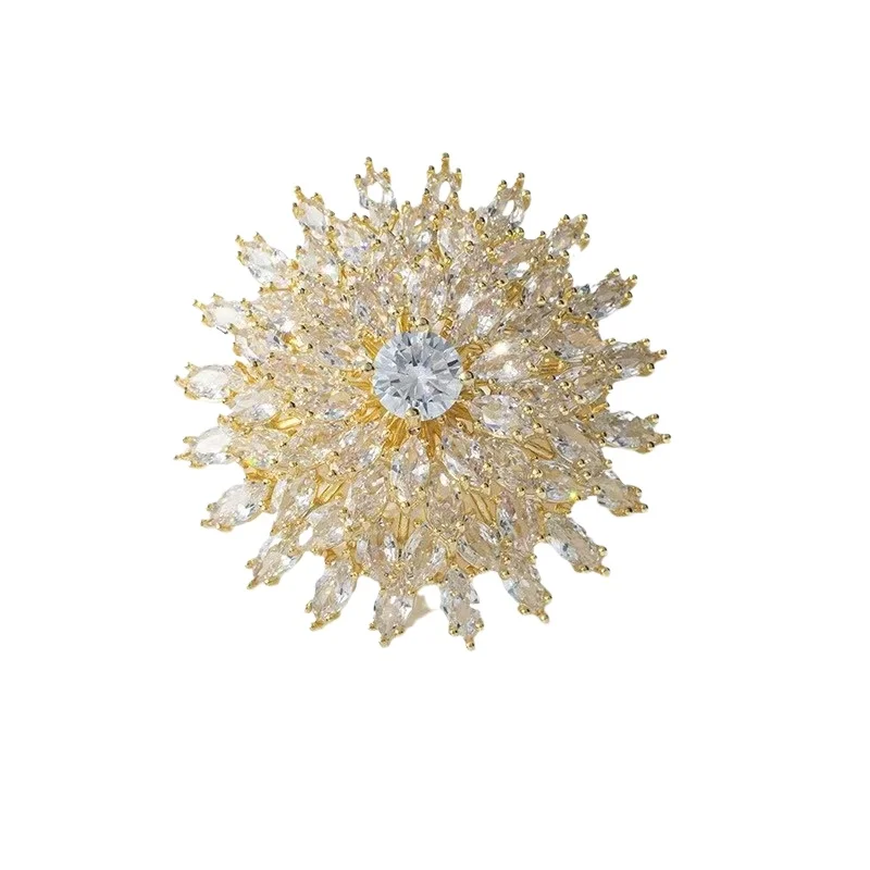 

Real gold electroplating heavy industry full diamond snowflake brooch high-end women's suit jacket coat pin
