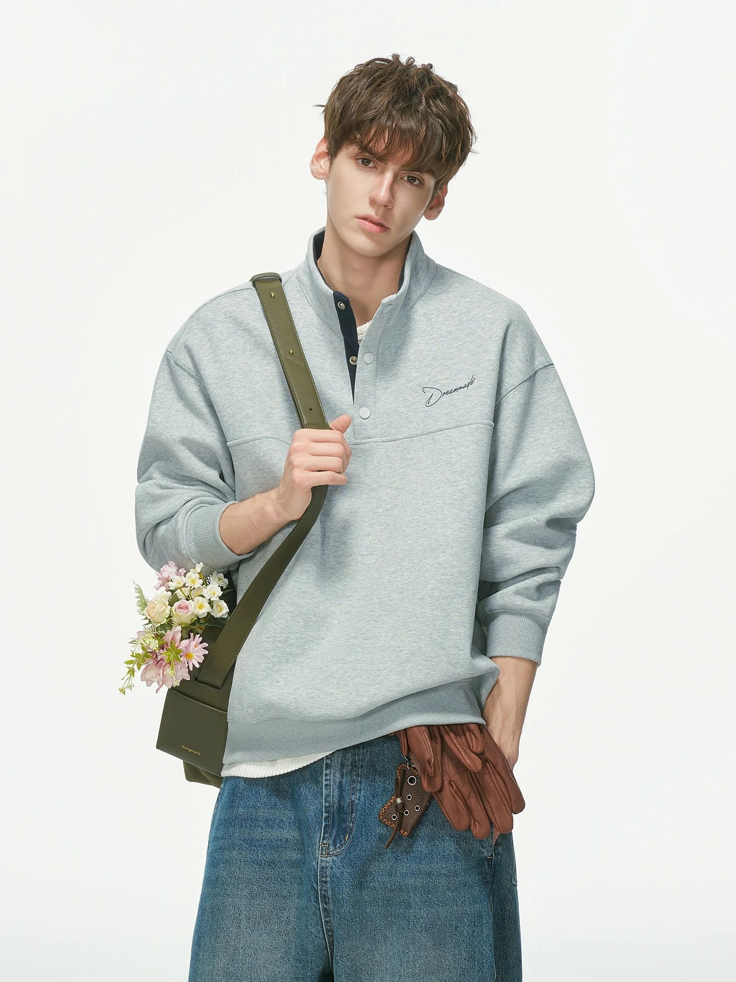 Dream Made American Retro Color Block Short Hoodie Men's Loose Windproof Hoodie Jacket Autumn Fashion Youth Cotton Sweatshirt