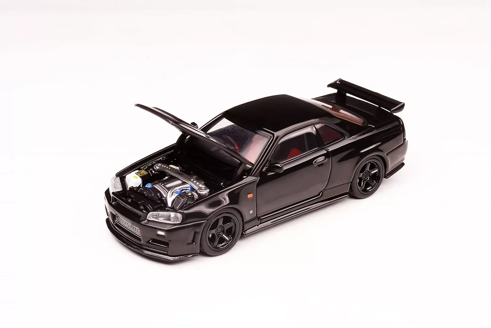 MOTORHELIX-Coleção de Carros Modelo Diecast, GT-Tune, Pearl Black e Motor, Edição Limitada, Hobby Toys, MH LINE, R34, 1:64