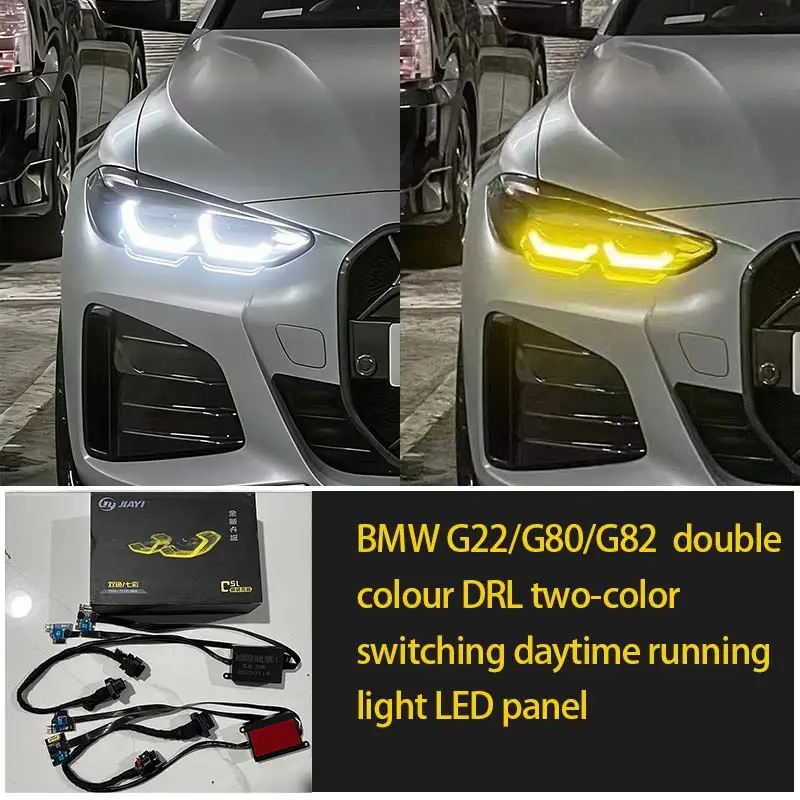 

J ONE for BMW 4 Series G22 G82 M4 LED headlights yellow and white dual color daytime running lights yellow flashing LED panel