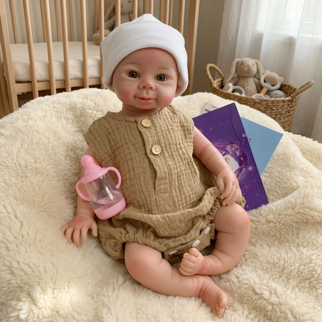 18 Inch Full Body Solid Silicone Reborn Doll Open‑Mouth Realistic Newborn Soft Simulated Bebe Holiday Birthday Collectible Gift