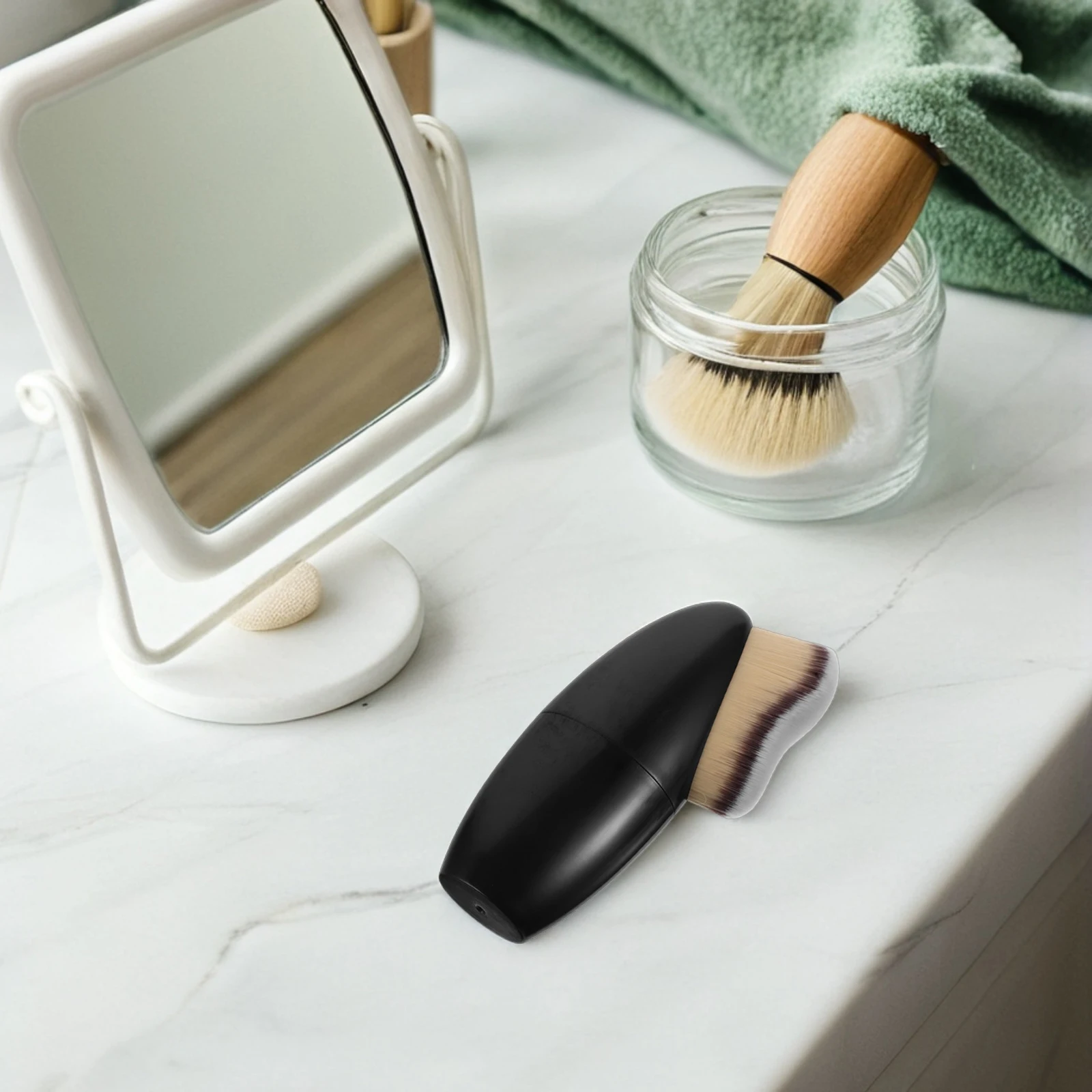 Brocha para base sin costuras, brocha para maquillaje en polvo facial, pelo denso y suave para una aplicación uniforme, ajuste de mezcla, maquillaje corporal, tamaño de viaje