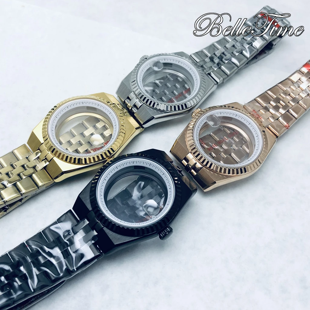 40 مللي متر PVD Land-Dweller الفضة الأسود الذهب RoseGold ساعة حافظة الياقوت الزجاج ل NH34 NH35 NH36 ساعة يد تعمل بالحركة اكسسوارات