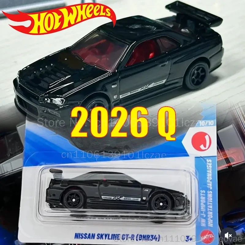 New Hot Wheels 2026 Q Case Nissan Skyline Gt-R R34 Alloy Diecast Car Model Vehicle Collectible Display Gift For Hobbyists