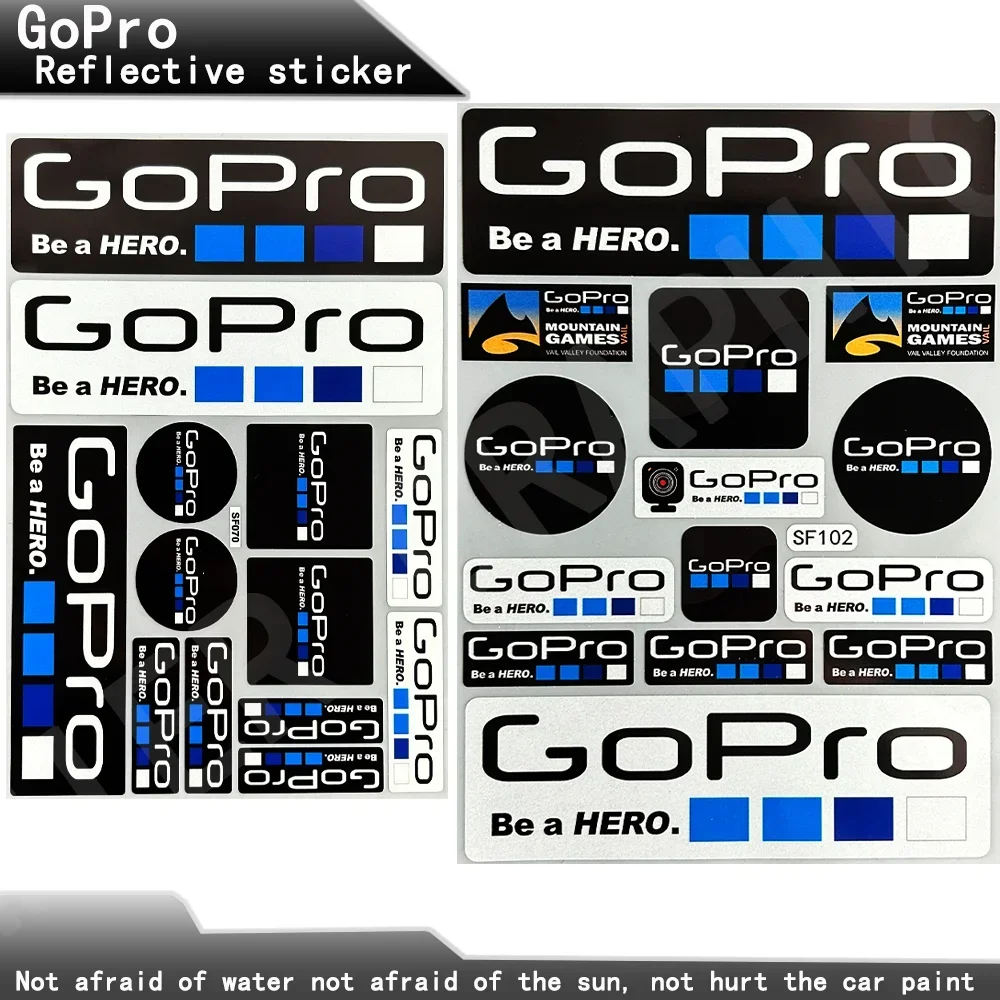 GoPro HERO Extreme Sports Reflective Sticker Motorcycle Modified Tailbox Decoration Skateboard Helmet Sticker image 2