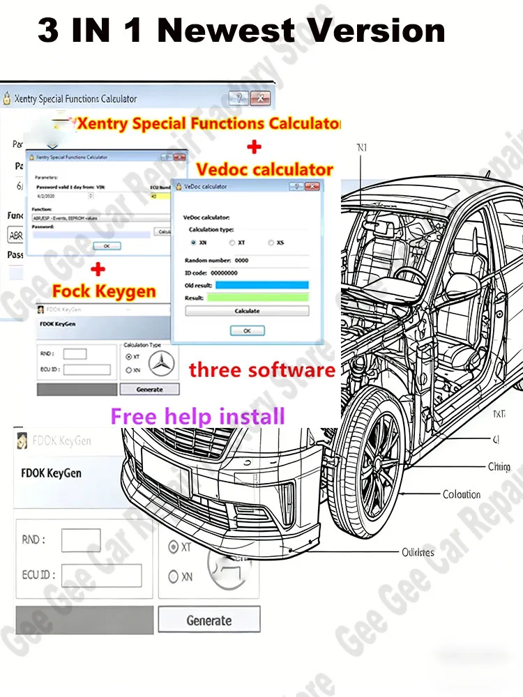Xentry Special Function Calculator + FDOK + Vedoc Calculator with Keygen for European American Car Models Star C3 C4 C5 C6 J2534