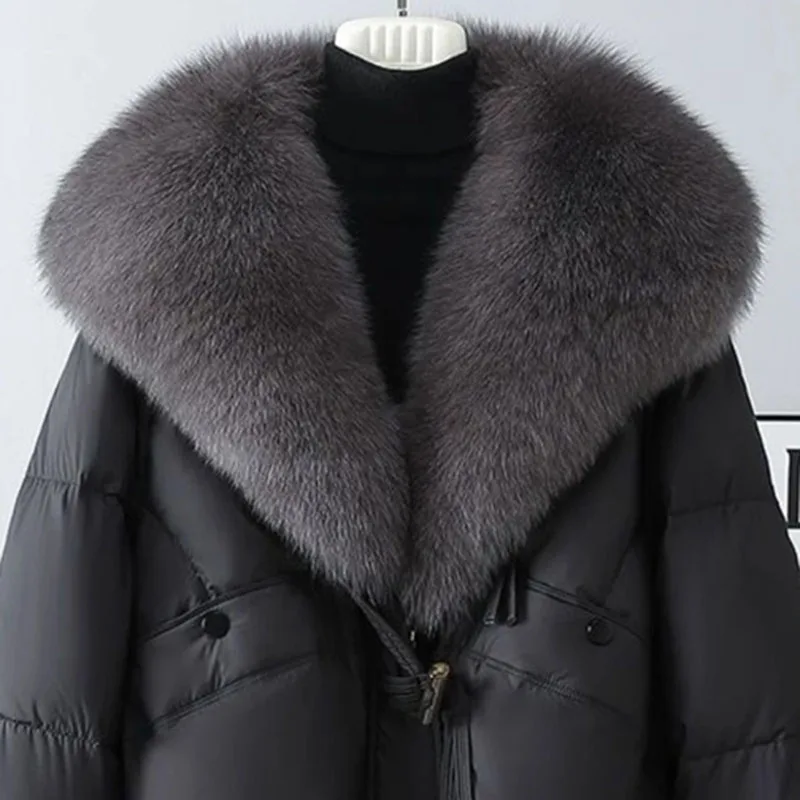 

2025 Winter New Cotton Jacket Parka High-end Down Cotton Coats Thick Fur Collar Korean Version Warm Bread Coat Parkas