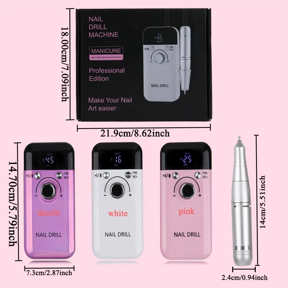 Nieuwe 45000 RPM professionele nagelboormachine Oplaadbare nagelpolijstvijl Draagbare nagelvijl met laag geluidsniveau