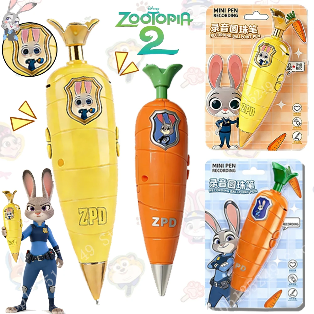 

New Disney Zootopia 2 Collector's Edition Carrot Recorder Pen | 60s Mini Recorder | Judy & Nick 2-in-1 Movie Cosplay Prop Gift