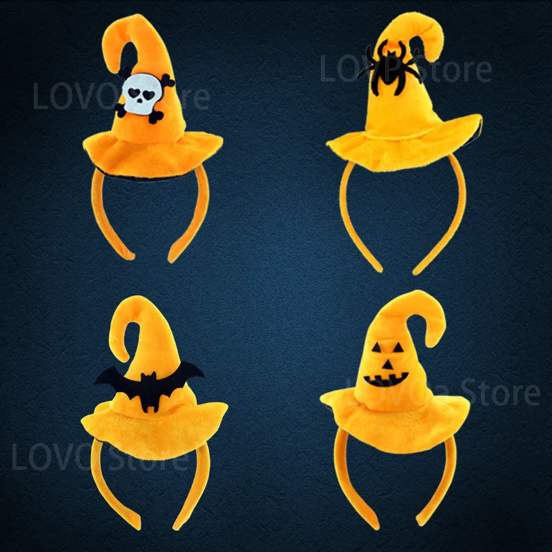 Halloween Headwear Funny Demon Bat Pumpkin Hairpin Children's Headband Accessories Witch Hat Spider Skull Headband