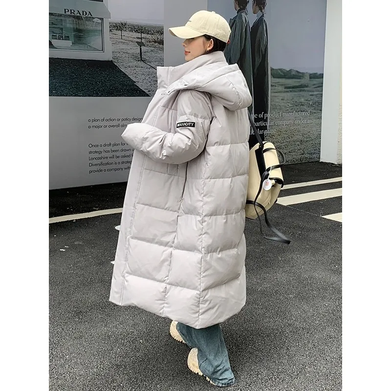 Mens Womens Winter Coats Long Warm Thickened Down Jacket with Hood Casual Quilted Puffer Parka Windproof Jackets