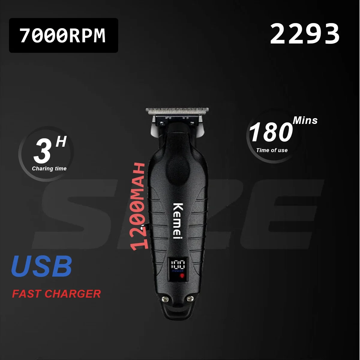 KM2293 Professional Hair Salon Electric Cordless Men's finish details Hair Trimmer Alloy body Body Haircut Clipper