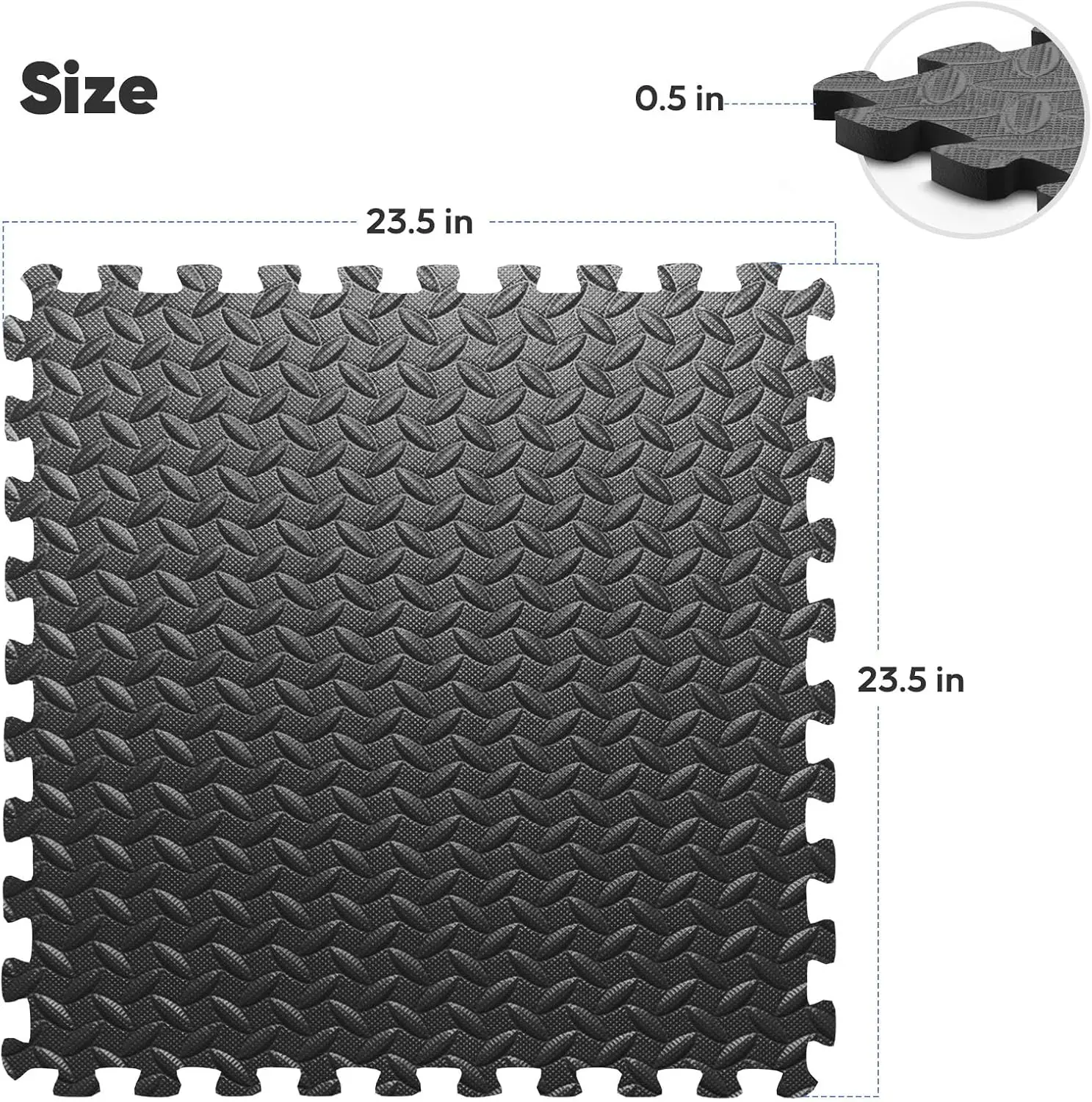 Home Gym Puzzle Exercise Mat Interlocking Foam Floor Tiles Blue 24x24 Half Inch 36 Pack 144 Sq Ft Kids Play Area Workout Equipme